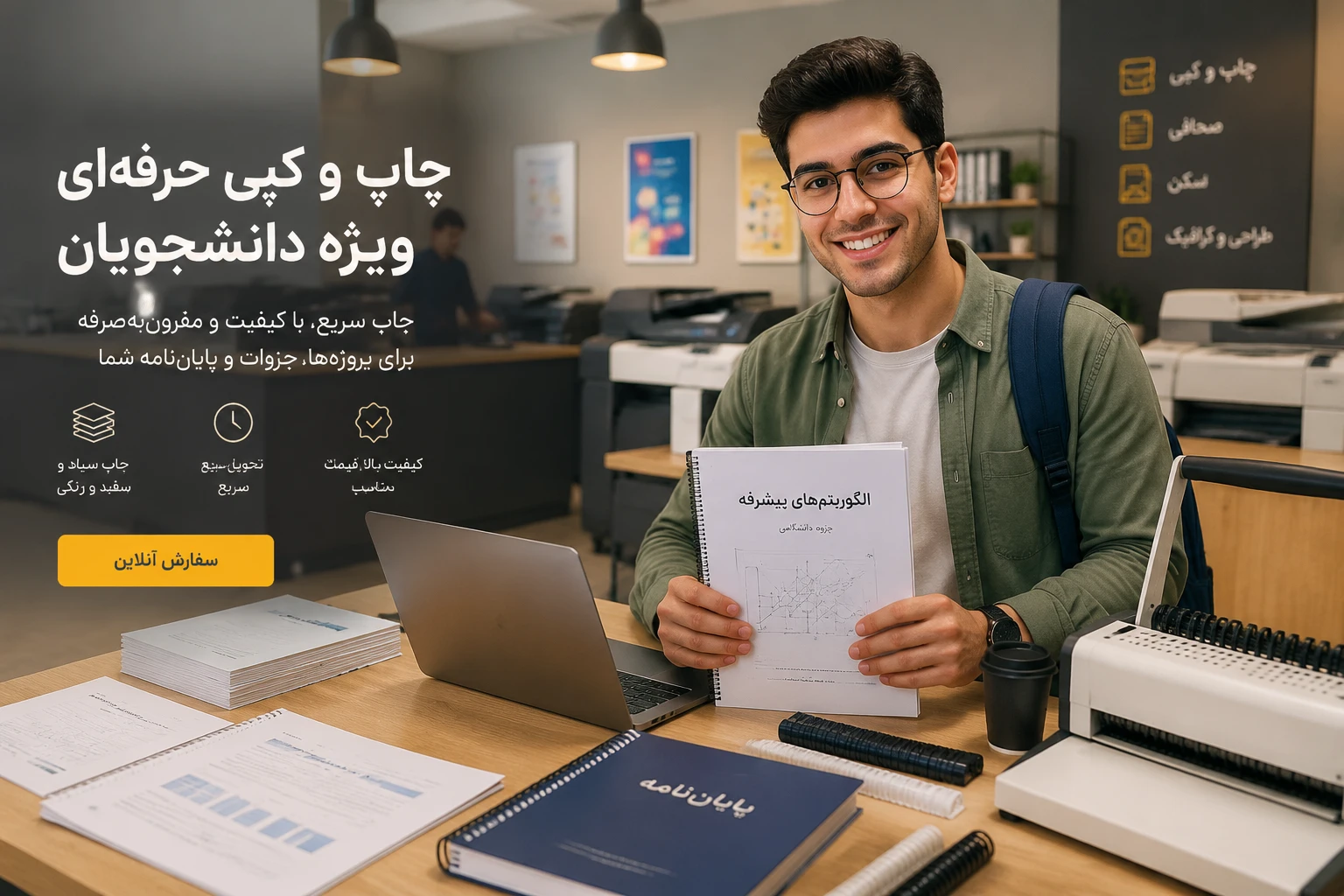 خدمات تخصصی پرینت، کپی و صحافی فوری